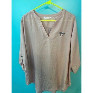 Pure Romance Light Dusty Pink Blouse flowy Shirt Silver Heart Womens size 2x